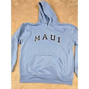 BaBa Hawaii‎ Mens Light Blue MAUI Graphic Hoodie Sweatshirt